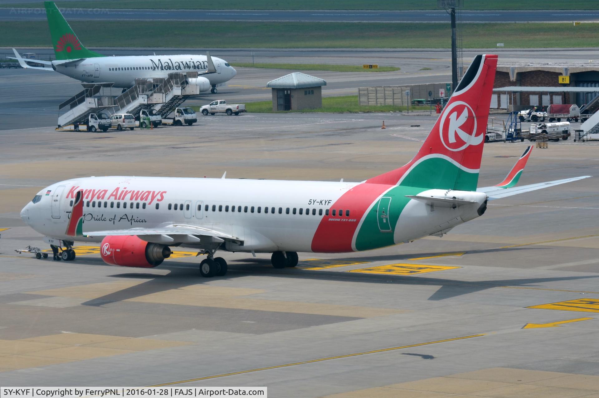 5Y-KYF, 2009 Boeing 737-86N C/N 35637, Kenya B738 pushed back.