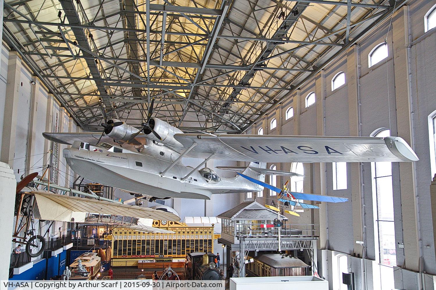VH-ASA, 1944 Consolidated PBY-2B-2 Catalina C/N 61154, VH-ASA Frigate Bird II - used by Sir Gordon Taylor to prove air routes between Australia and Chile. Powerhouse Museum Ultimo Sydney 2015