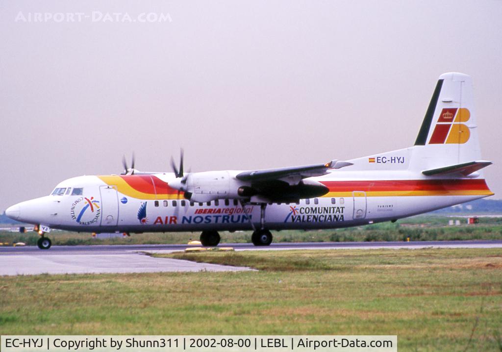 EC-HYJ, 1990 Fokker 50 C/N 20192, Lining up rwy 20 for departure...
