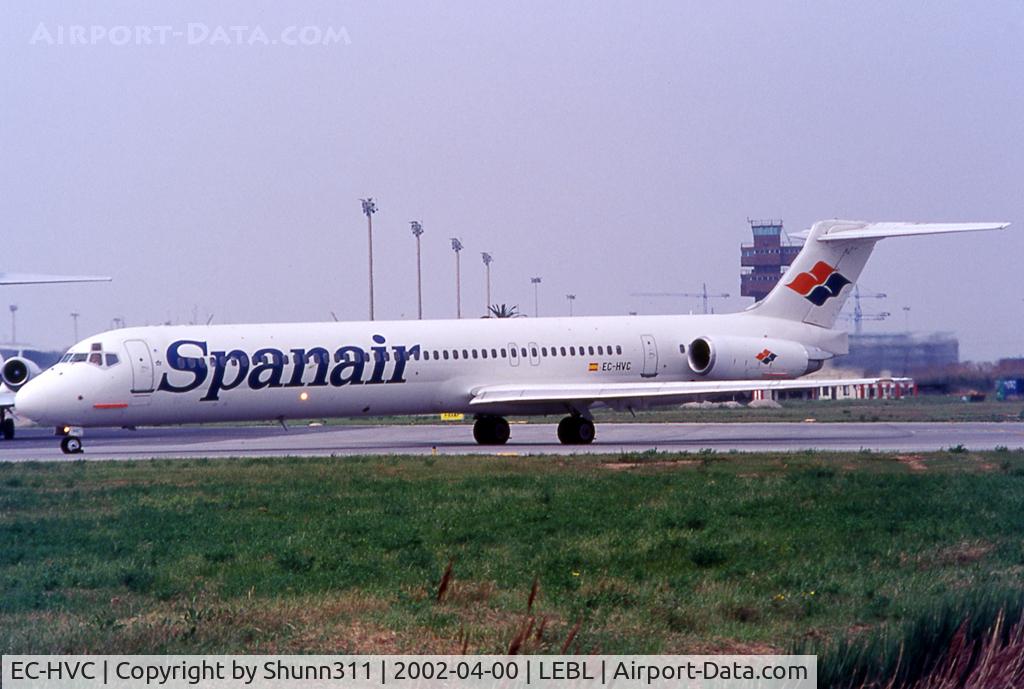 EC-HVC, 1987 McDonnell Douglas MD-83 (DC-9-83) C/N 49569, Lining up rwy 20 for departure... old c/s