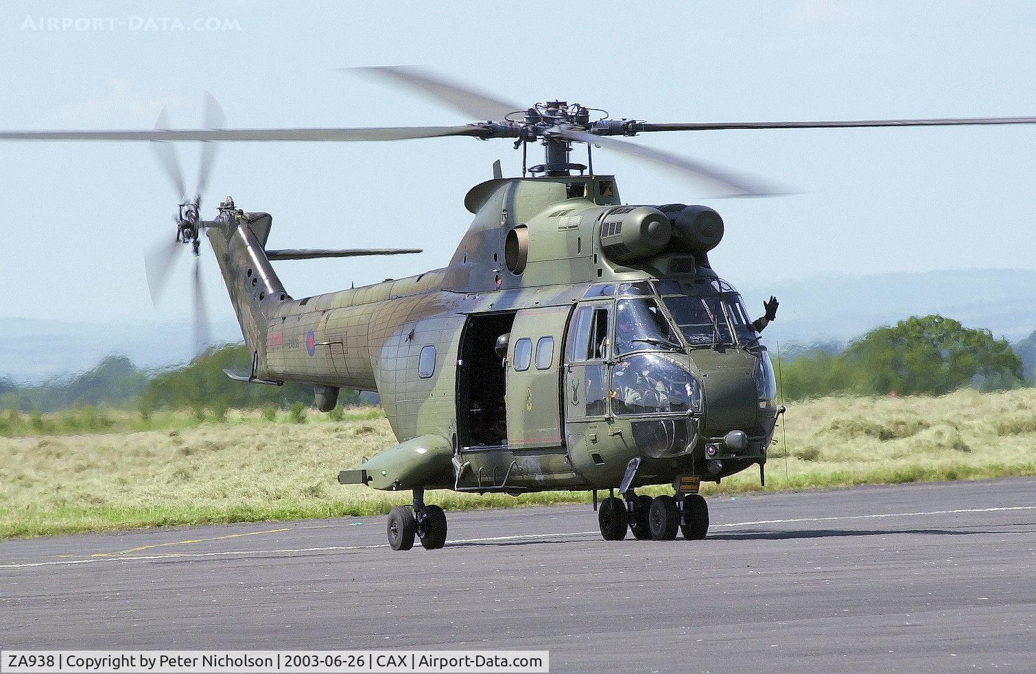 ZA938, 1980 Westland Puma HC.1 C/N 1650, Puma HC.1, callsign Warlock 1, of 33 Squadron at RAF Benson seen at Carlisle in the Spring of 2003.
