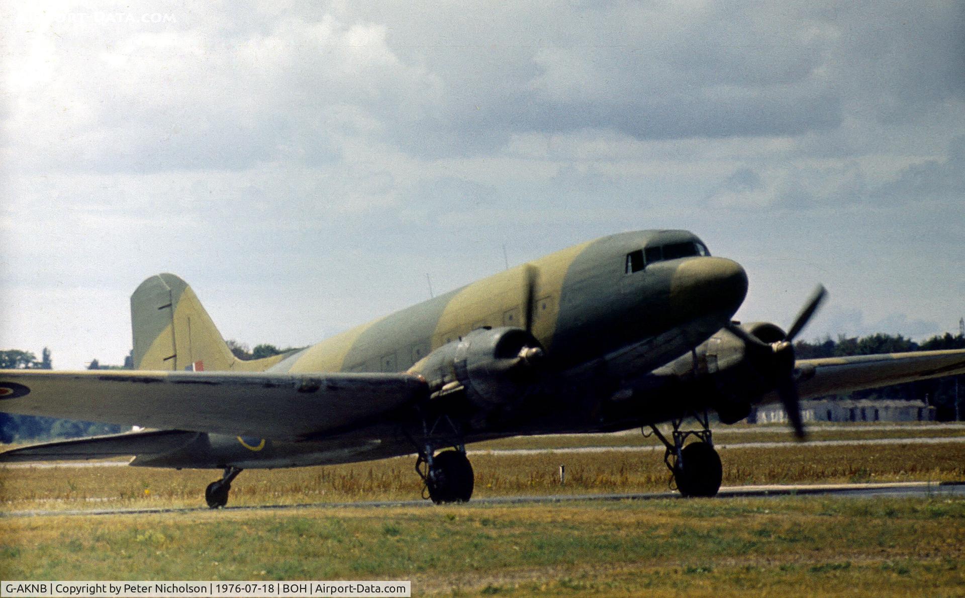 G-AKNB, 1942 Douglas C-47 Dakota 4 C/N 9043, Dakota 4 of Intra Airways as seen at Hurn in the Summer of 1976.