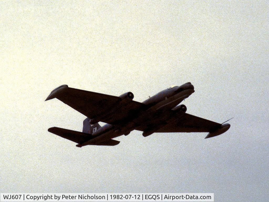 WJ607, 1953 English Electric Canberra T.17A C/N HP-174B, Canberra T.17A of 360 Squadron in the circuit at RAF Lossiemouth in the Summer of 1982.