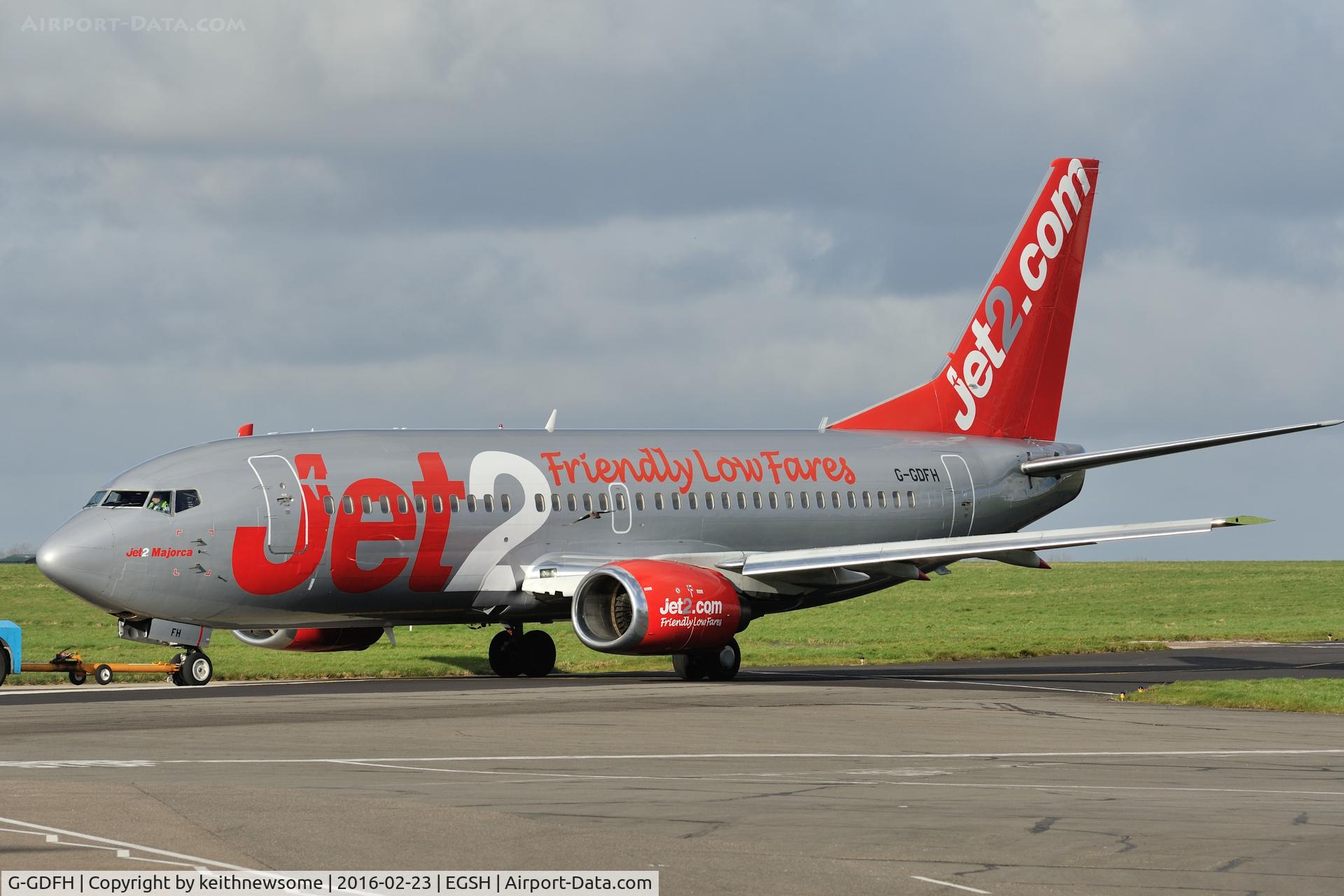 G-GDFH, 1993 Boeing 737-3Y5 C/N 25615, Towed for engine runs with winglet missing and bird above wing ?