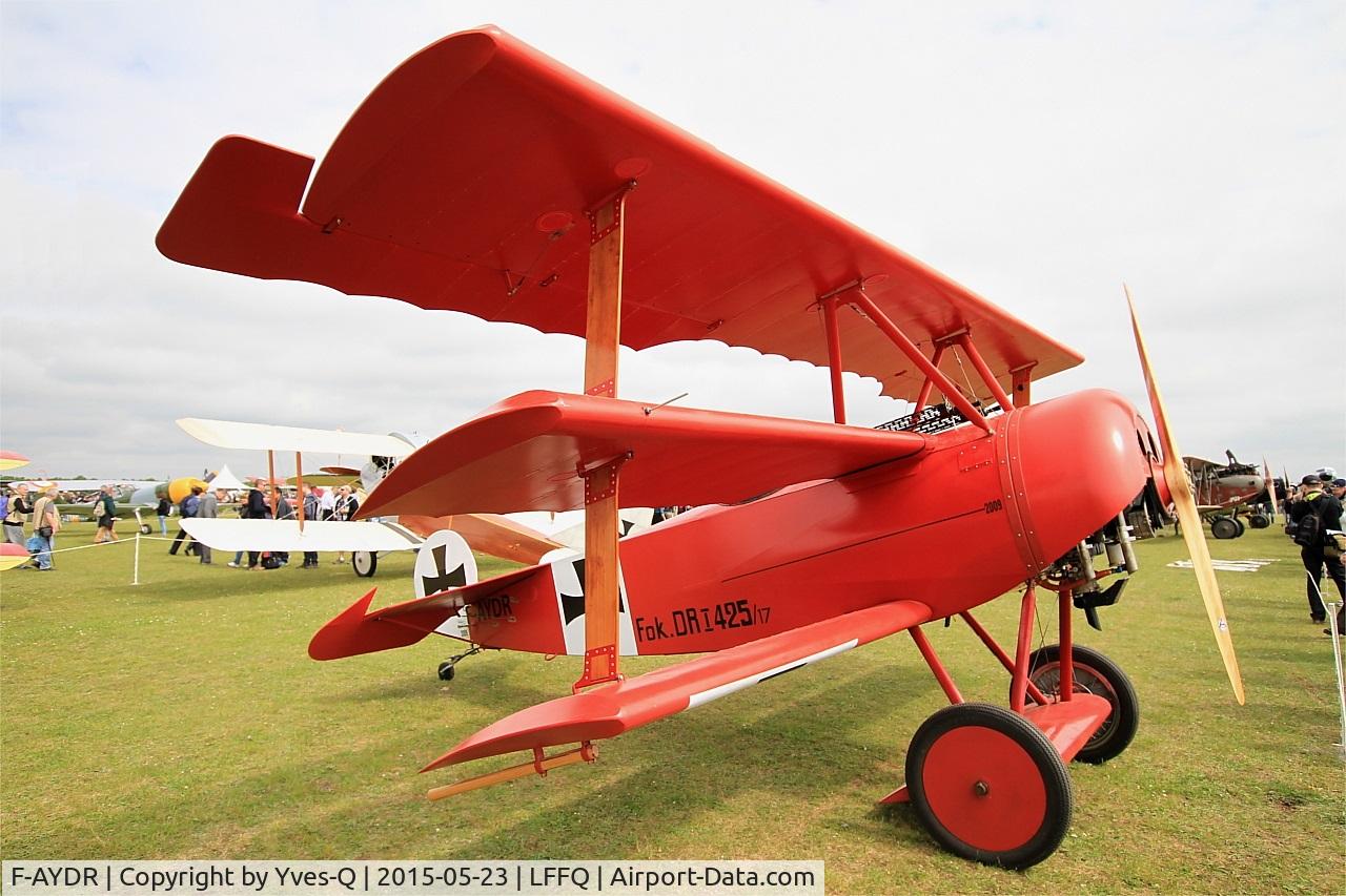 F-AYDR, 2011 Fokker Dr.1 Triplane Replica C/N 11178, Fokker Dr.1 Triplane Replica, Displayed at La Ferté-Alais airfield (LFFQ) Airshow 2015