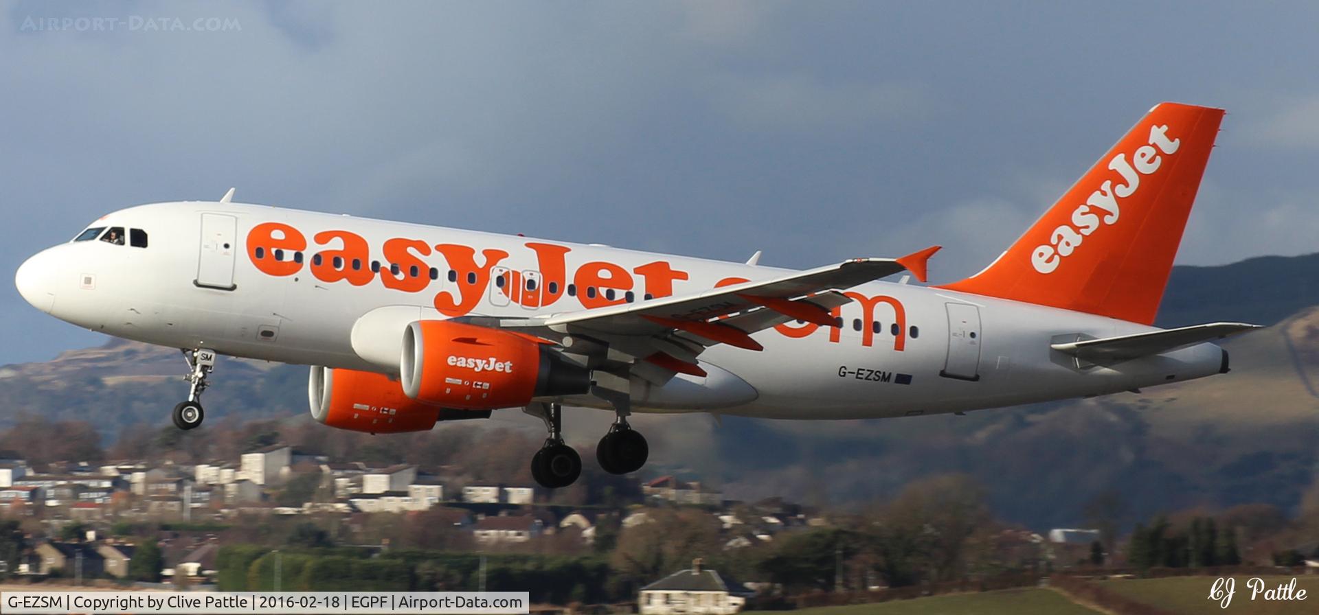 G-EZSM, 2003 Airbus A319-111 C/N 2062, Landing at Glasgow EGPF