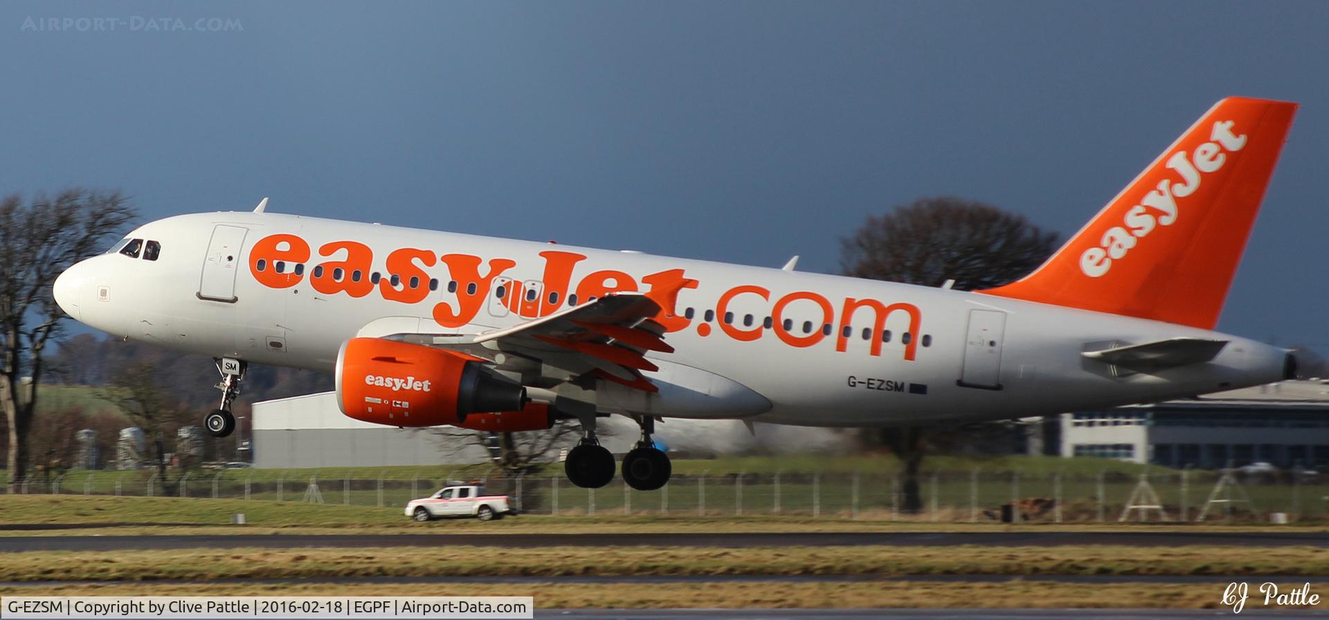 G-EZSM, 2003 Airbus A319-111 C/N 2062, Landing at Glasgow EGPF