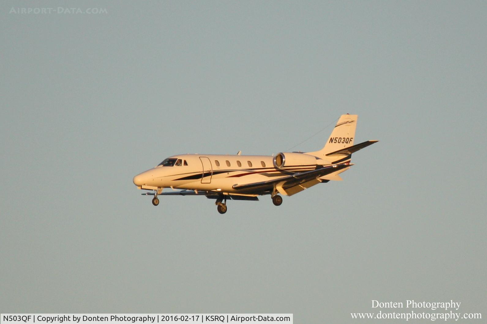 N503QF, 2001 Cessna 560XL Citation Excel C/N 560-5205, Cessna Citation Excel (N503QF) arrives at Sarasota-Bradenton International Airport