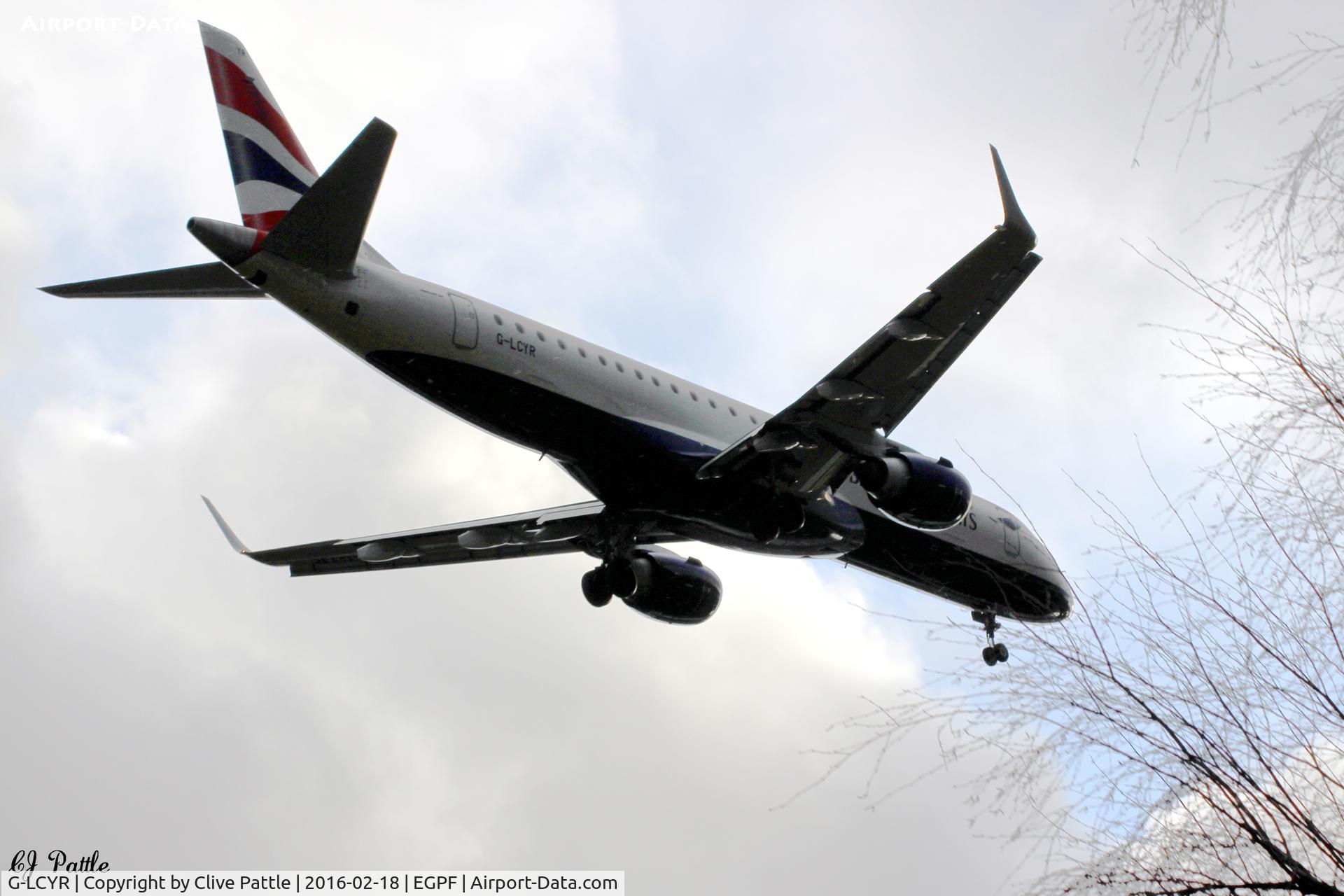 G-LCYR, 2012 Embraer 190SR (ERJ-190-100SR) C/N 19000563, About to land at Glasgow EGPF