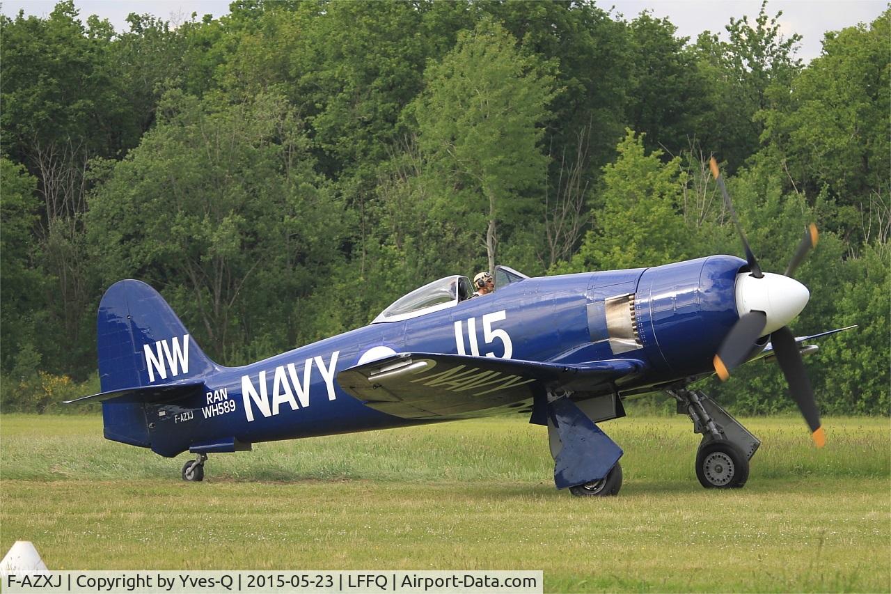 F-AZXJ, 1949 Hawker Sea Fury FB.11 C/N 37733, Hawker Sea Fury FB.11, Taxiing after landing, La Ferté-Alais Airfield (LFFQ) Air show 2015