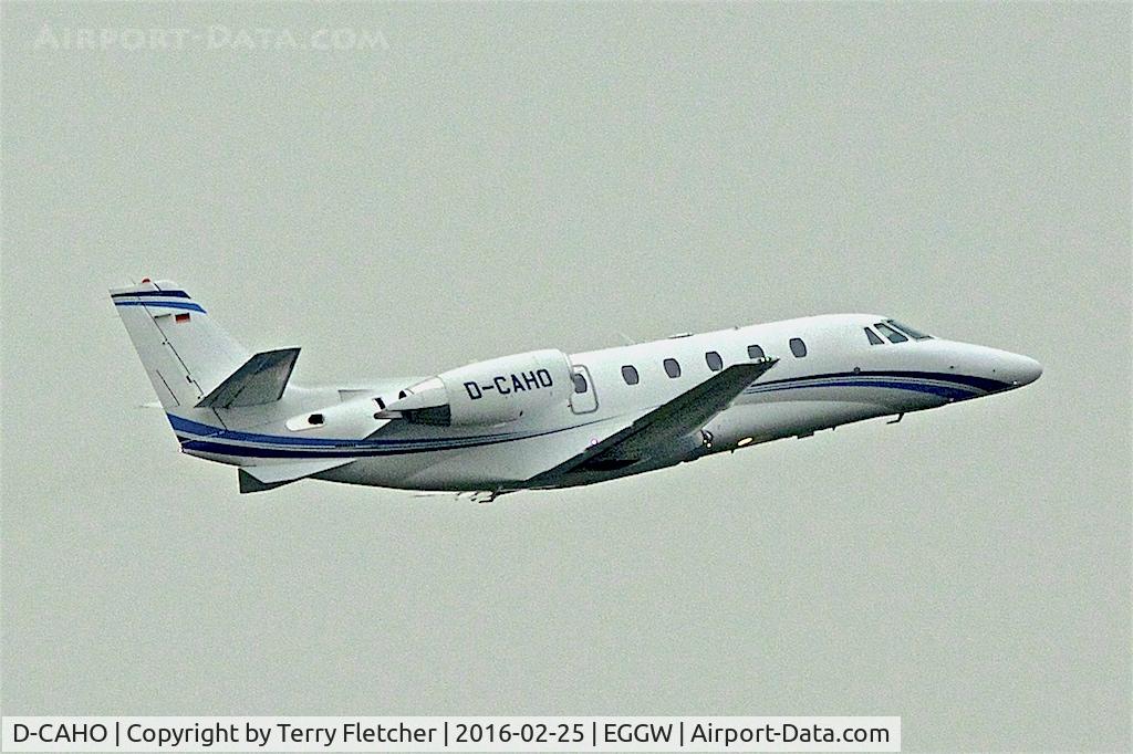 D-CAHO, 2014 Cessna 560 Citation Excel XLS+ C/N 560-6165, 2014 Cessna 560XL Citation Excel, c/n: 560-6165 climbs into the grey skies over Luton