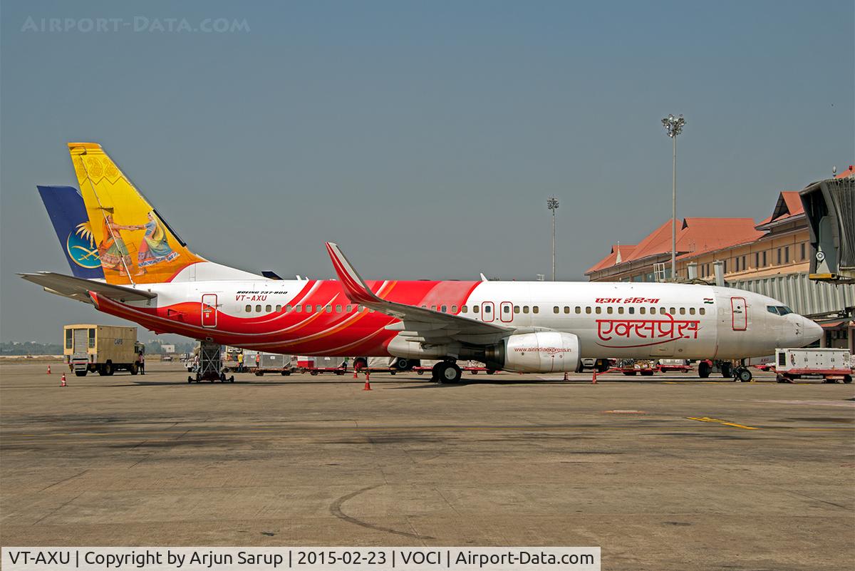 VT-AXU, 2007 Boeing 737-8HG C/N 36332, Unmissable colorful tail of this Air India Express at Cochin International Airport.