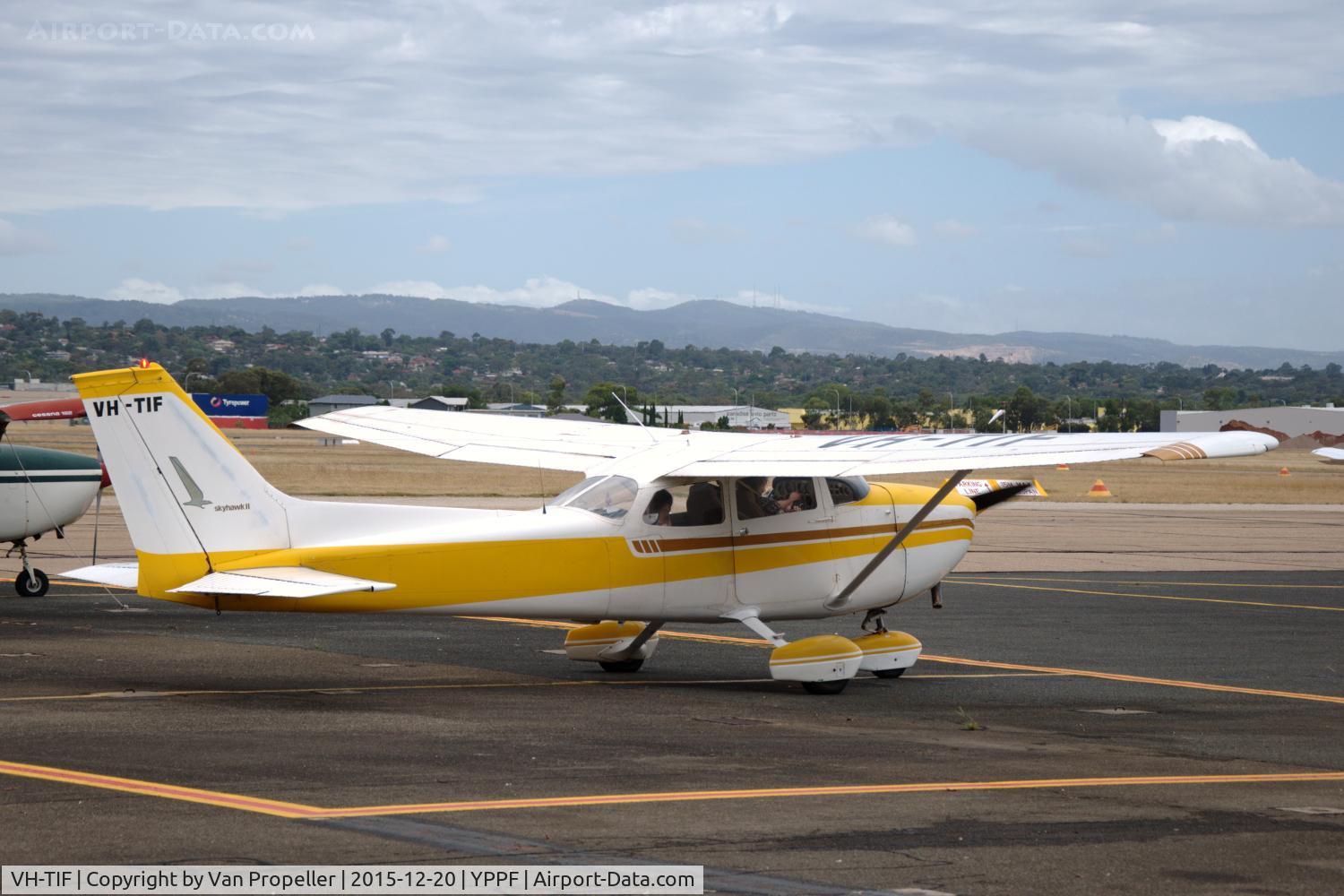 VH-TIF, 1974 Cessna 172M C/N 17263927, Cessna 172M Skyhawk II ready to taxy on the platform of Parafield, Adelaide, South Australia