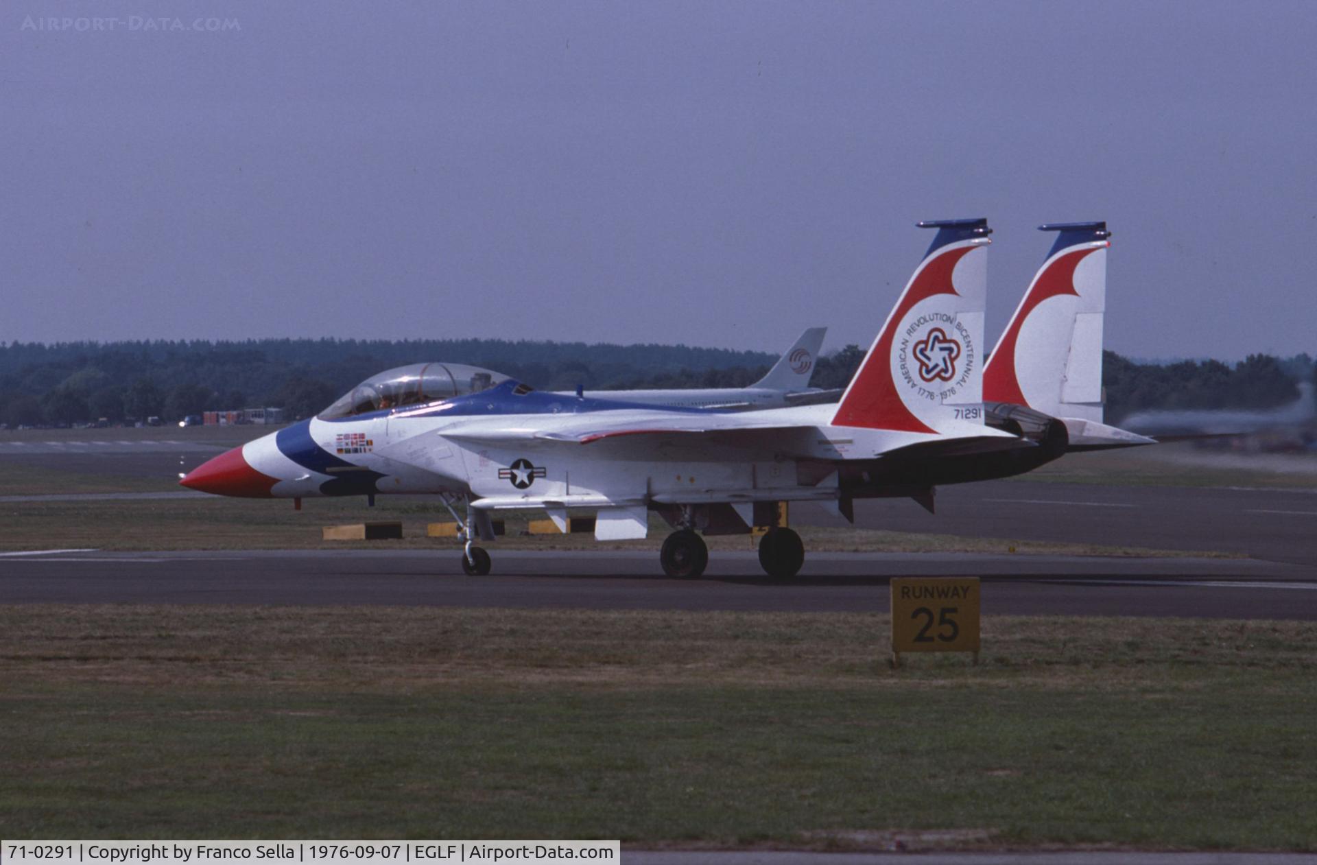 71-0291, 1973 McDonnell Douglas F-15B-4-MC Eagle C/N 0012/B002, USAF Mc Donnell Douglas F-15B 71-0291 Bicentennial scheme at the 1976 Farnborough Air Show