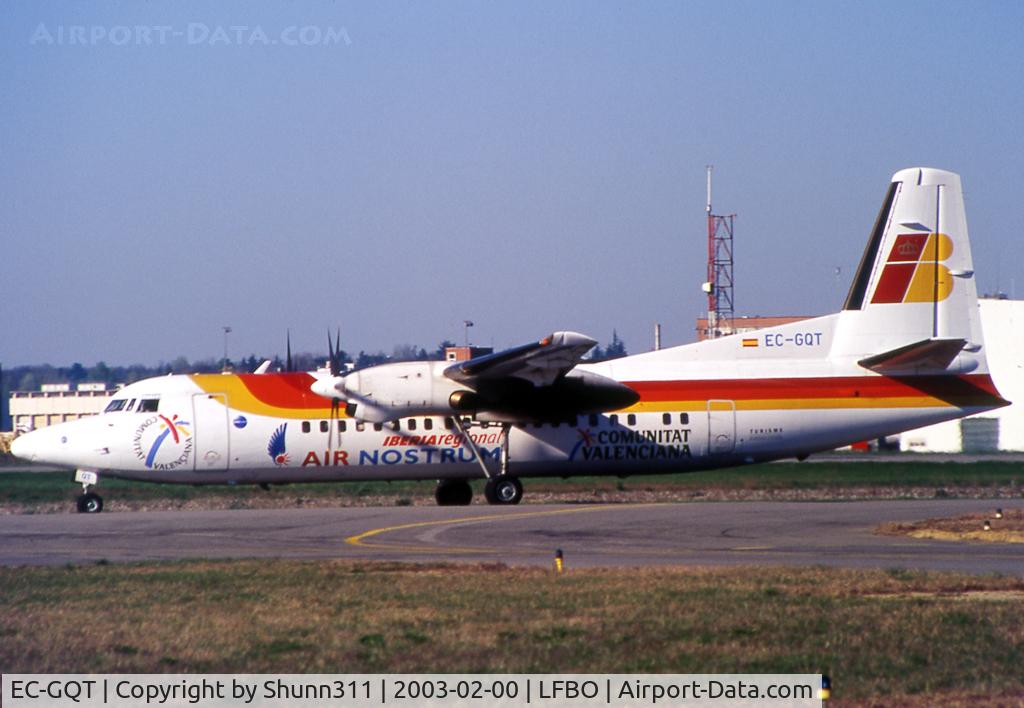 EC-GQT, 1988 Fokker 50 C/N 20136, Taxiing holding point rwy 33R for departure...