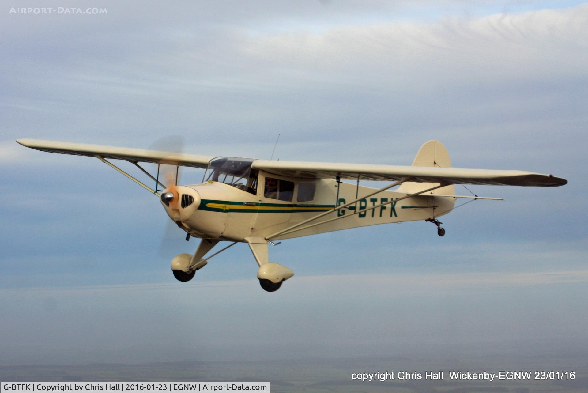 G-BTFK, 1947 Taylorcraft BC-12D Twosome C/N 10540, A2A with BTFK over Wickenby