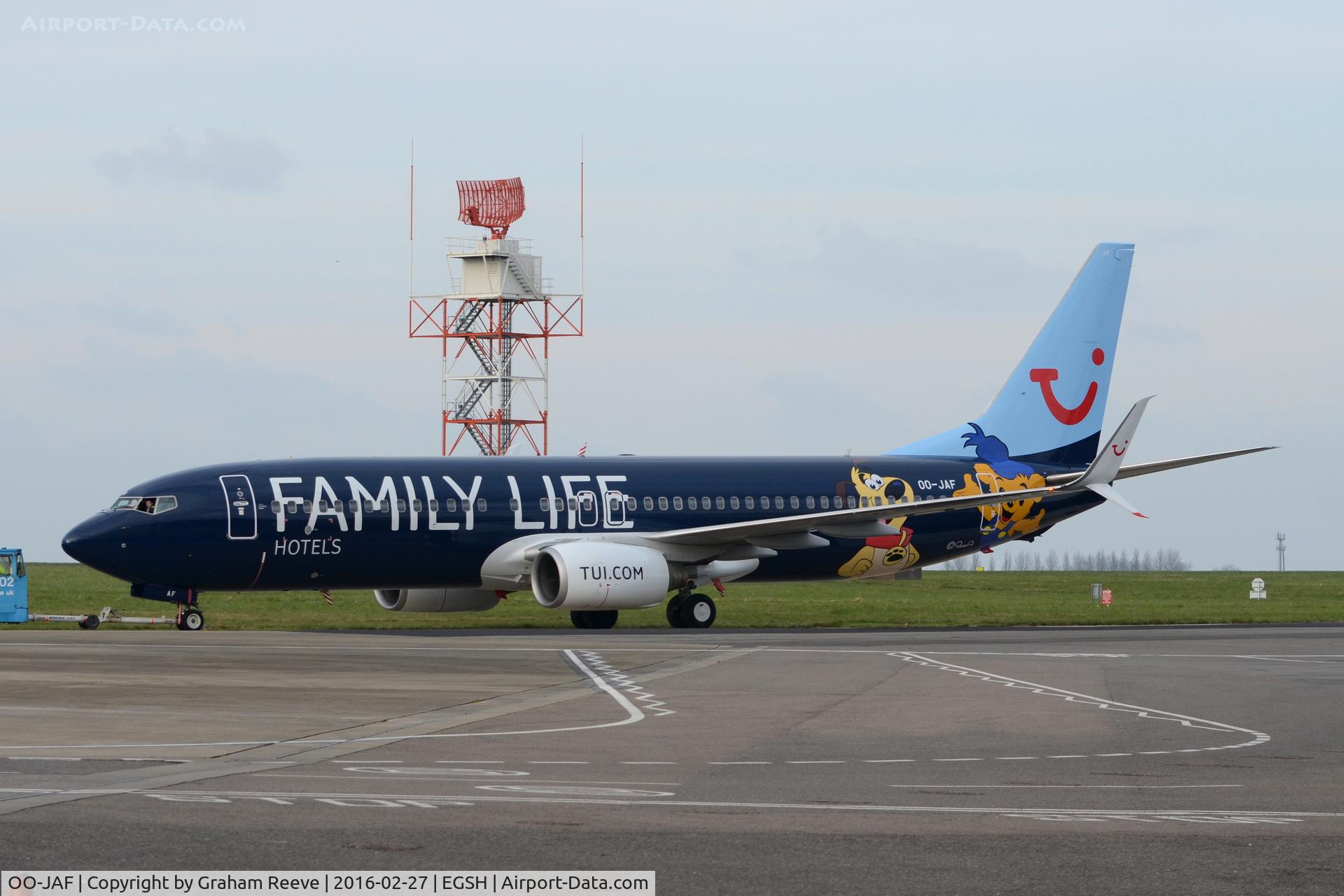 OO-JAF, 2007 Boeing 737-8K5 C/N 35133, Just out of the paint shop and in a new colour scheme.