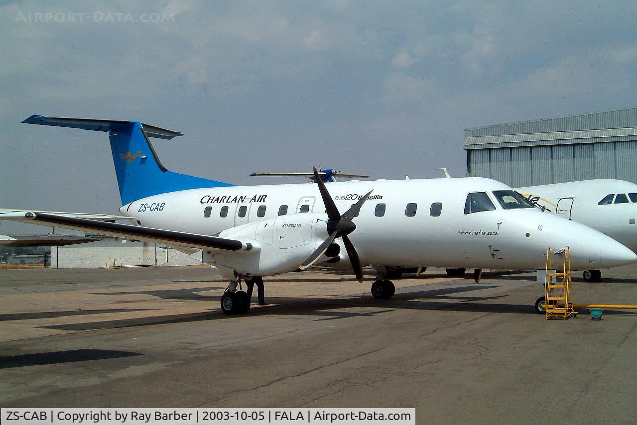 ZS-CAB, 1988 Embraer EMB-120ER Brasilia C/N 120098, Embraer Emb-120RT Brasilia [120098] (Charlan Air Charter) Lanseria~ZS 05/10/2003