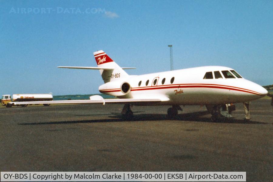 OY-BDS, 1970 Dassault Falcon 20 C/N 180/460, Dassault Falcon 20 OY-BDS. Taken at Sonderborg, Denmark  just prior to a flight back to the UK. Apologies for the poor quality!