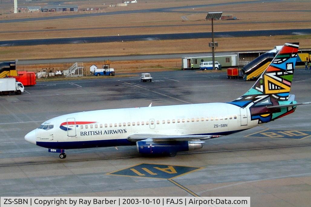 ZS-SBN, 1969 Boeing 737-244 C/N 20229, Boeing 737-244 [20229] (Comair/British Airways) Johannesburg Int~ZS 10/10/2003