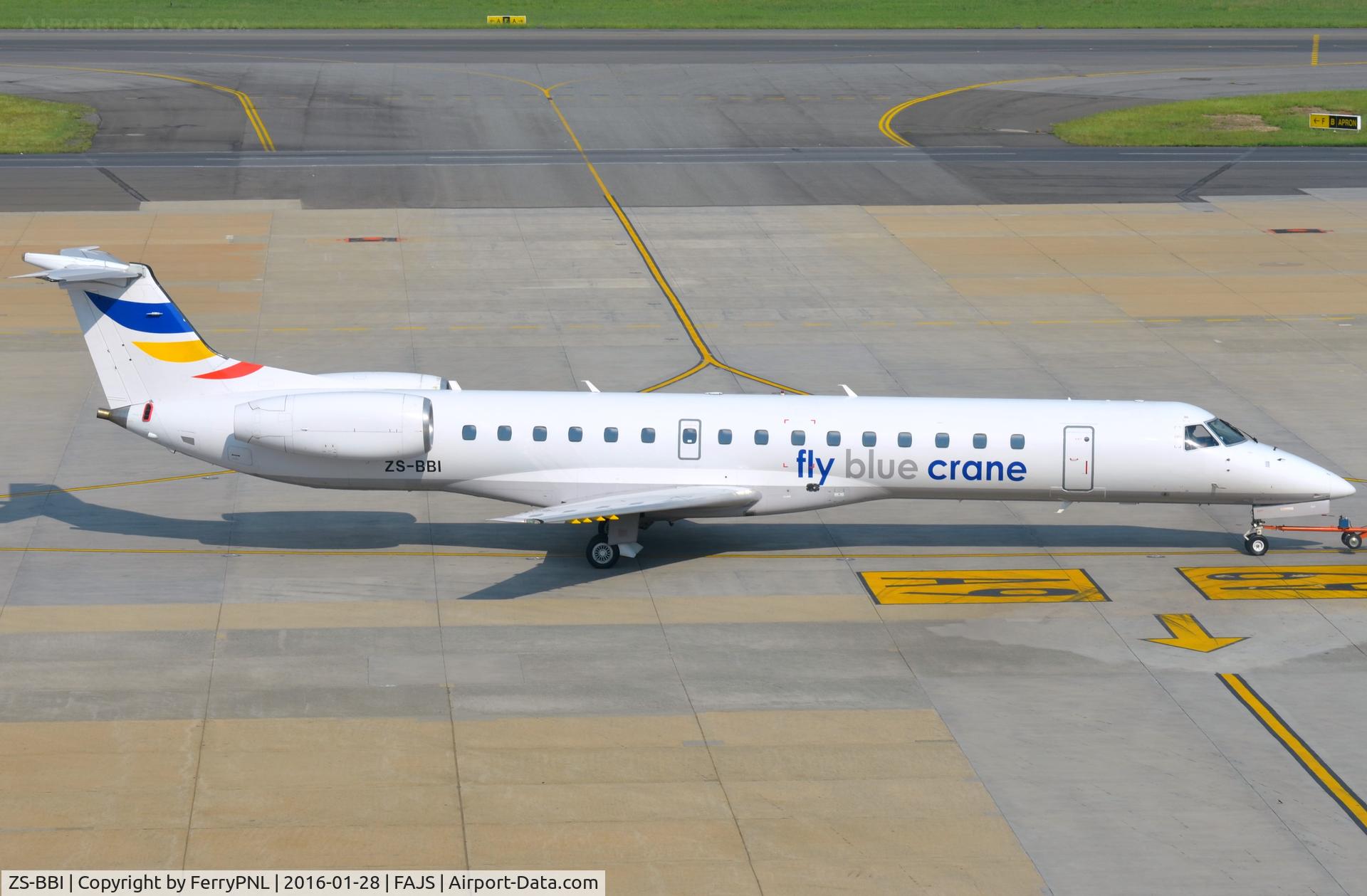 ZS-BBI, 2000 Embraer ERJ-145LR (EMB-145LR) C/N 145223, Flu Blue Crane ERJ145, former N18982 of Expressjet.