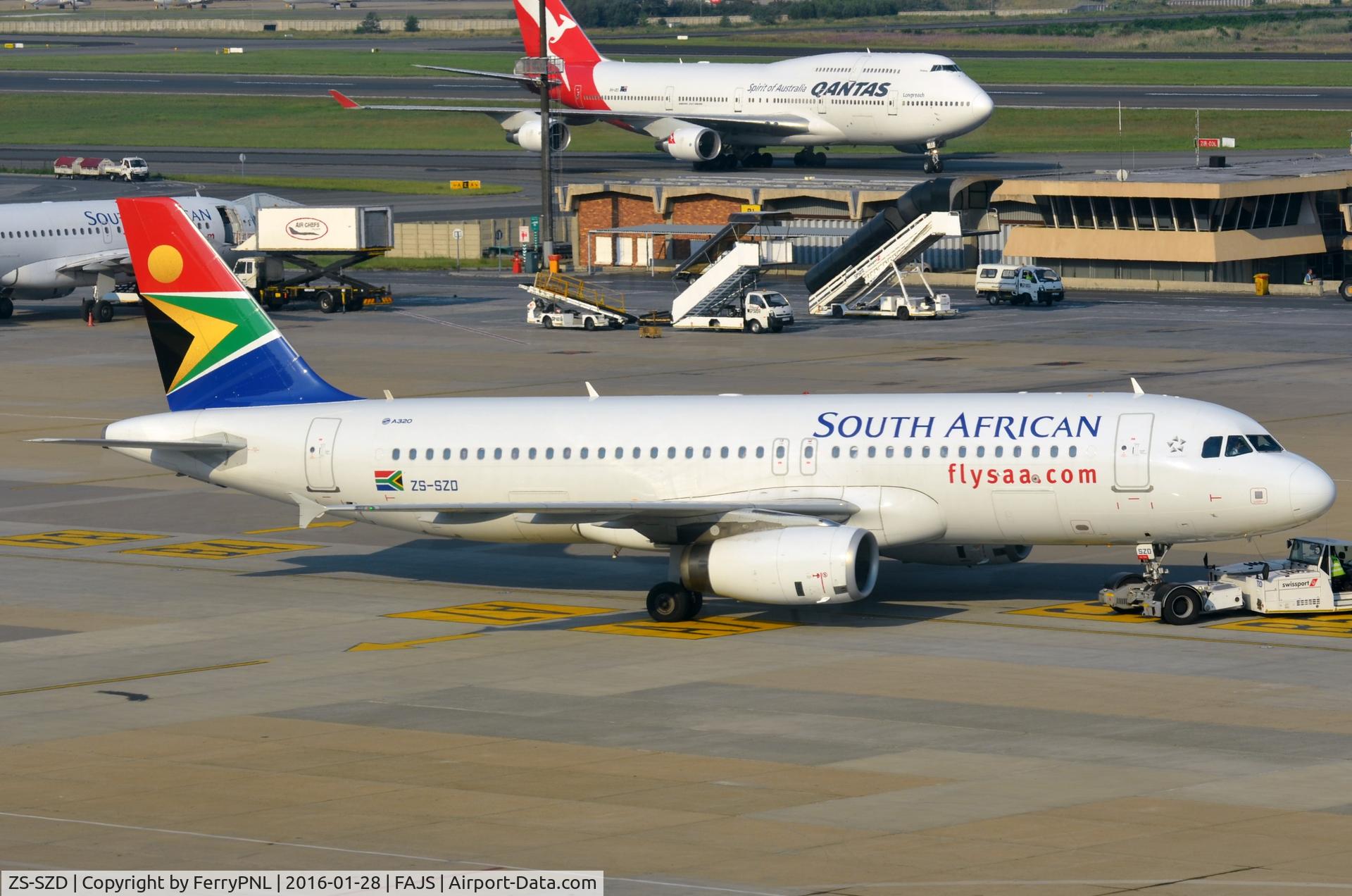 ZS-SZD, 2014 Airbus A320-232 C/N 6007, SA A320 pushed-back