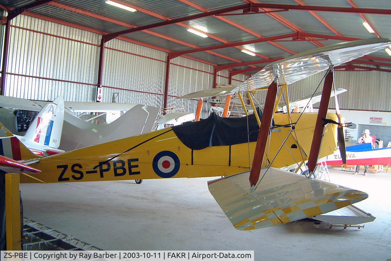 ZS-PBE, De Havilland DH-82A Tiger Moth II C/N OU/01/66, De Havilland DH.82A Tiger Moth [OU/01/66] Krugersdorp~ZS 11/10/2003