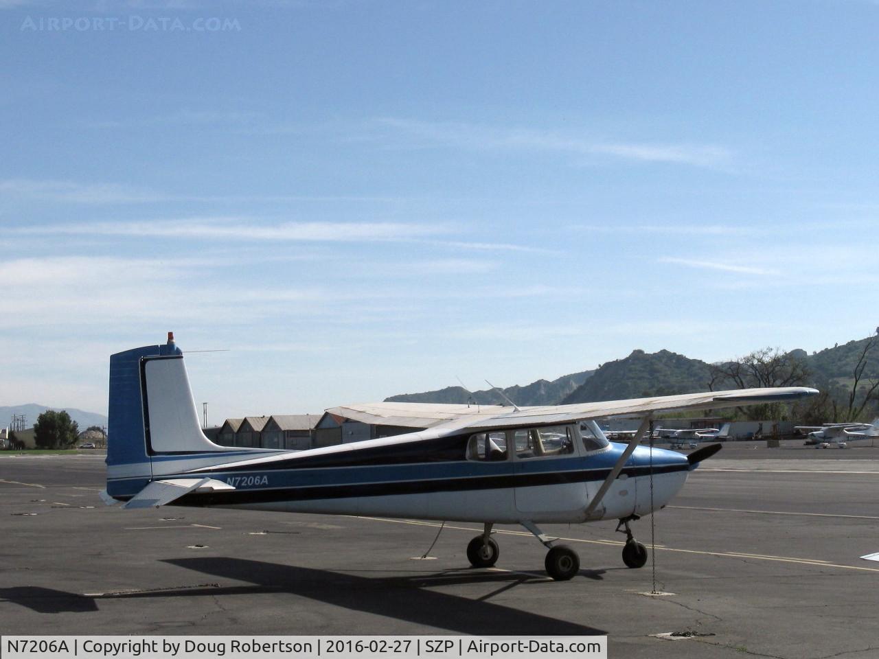 N7206A, 1956 Cessna 172 C/N 29306, 1956 Cessna 172, Continental O-300 145 Hp 6 cylinder, straight tail, 1st year of production, on transient ramp