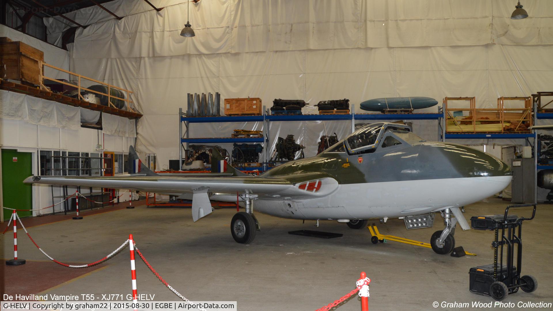 G-HELV, 1958 De Havilland (F+W Emmen) Vampire T.55 (DH-115) C/N 975, Airbase Coventry