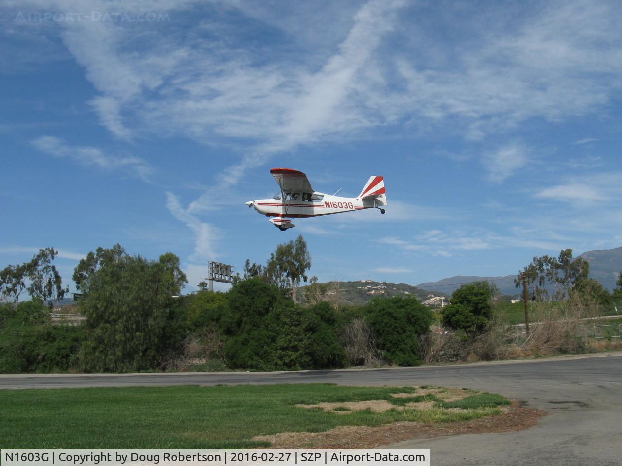 N1603G, 1968 Champion 7ECA Citabria C/N 609, 1968 Champion 7ECA CITABRIA, Lycoming O-235 115 Hp, on final Rwy 22 for another landing