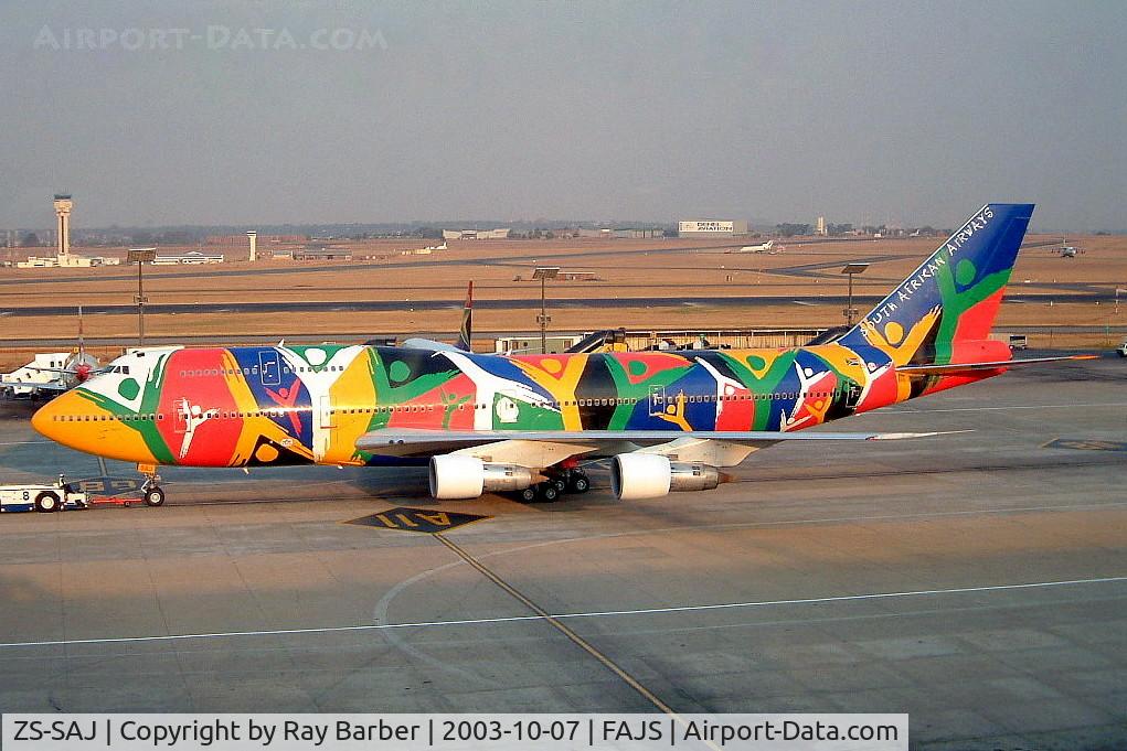 ZS-SAJ, 1983 Boeing 747-312 C/N 23027, Boeing 747-312 [23027] (South African Airways) Johannesburg Int~ZS 07/10/2003
