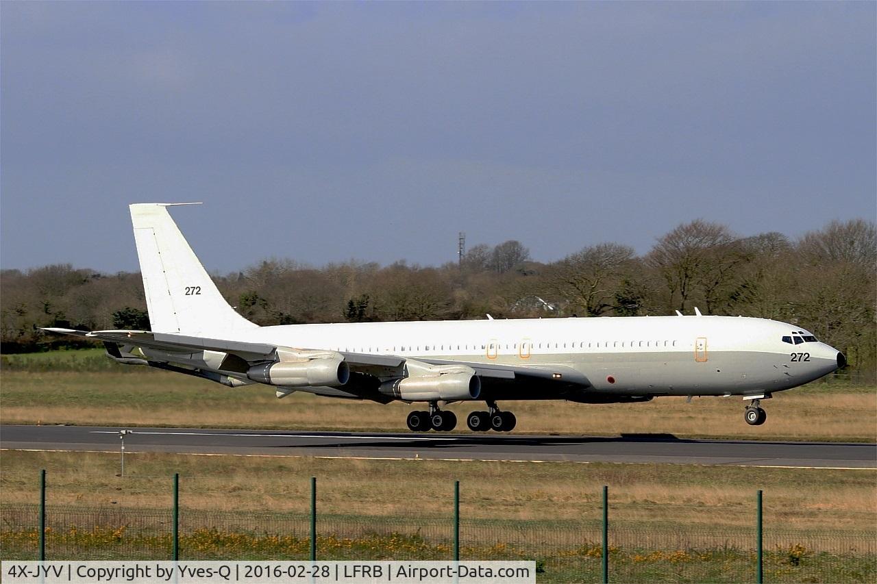 4X-JYV, 1975 Boeing 707-3L6C C/N 21096, Israeli Air Force Boeing 707-3L6C, Landing rwy 07R, Brest-Bretagne Airport (LFRB-BES)