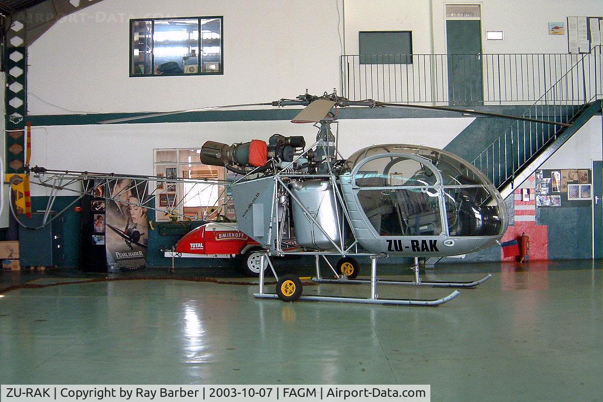 ZU-RAK, Sud SE-3130 Alouette II C/N 1524/M268, Sud Aviation SE.3130 Alouette II [1524] Johannesburg-Rand~ZS 07/10/2003