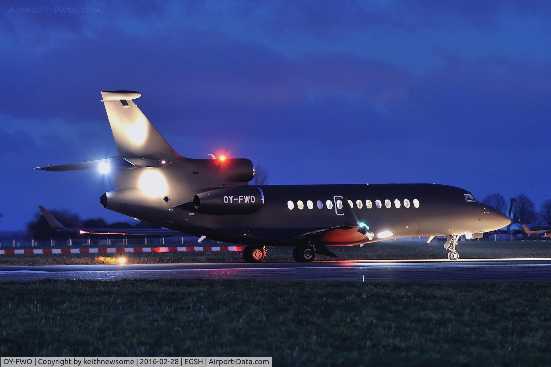 OY-FWO, 2013 Dassault Falcon 7X C/N 198, Evening Leaving.