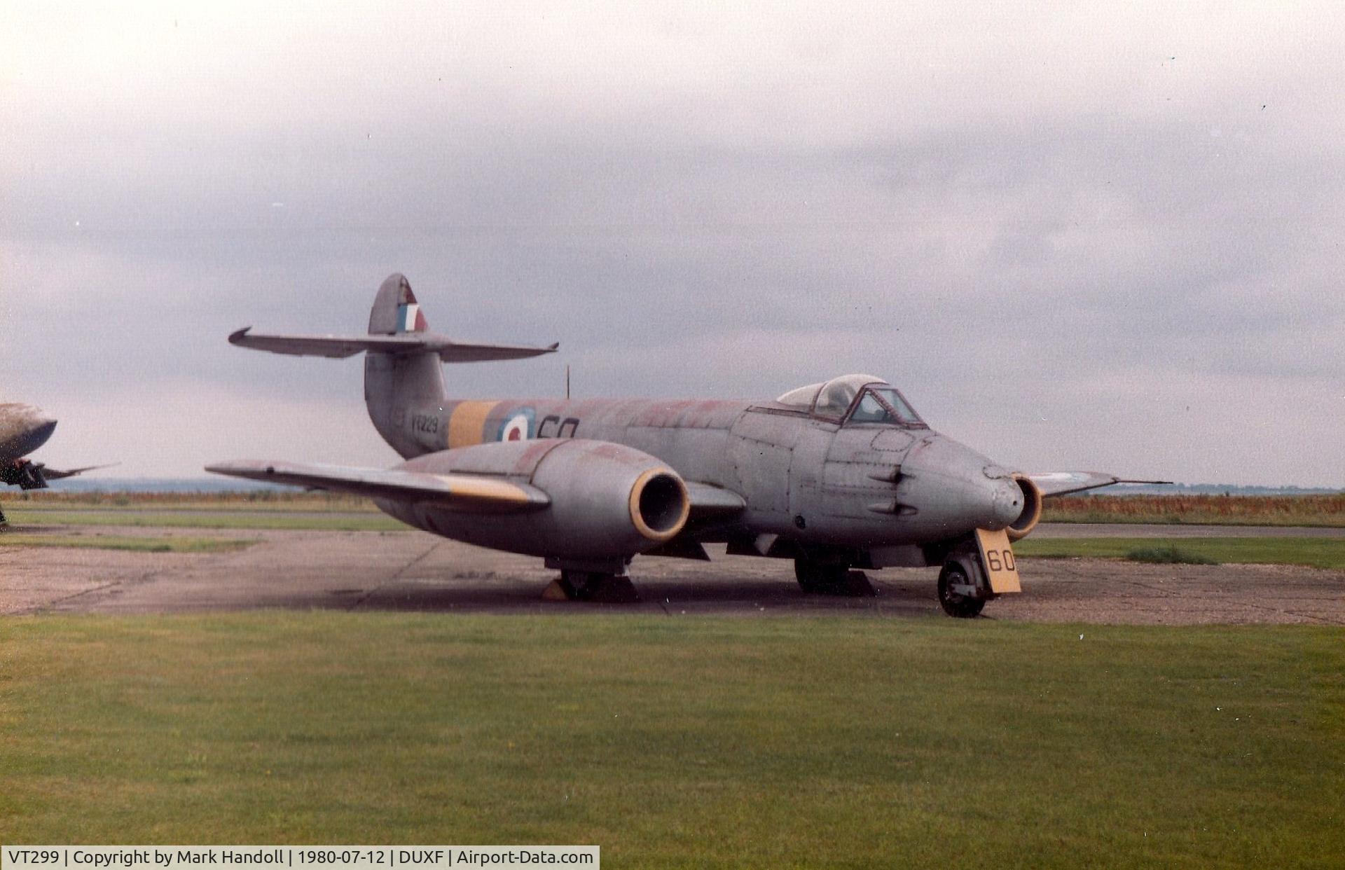 VT299, 1948 Gloster Meteor F.4 C/N Not Found VT299/N229VT, Photo taken of Meteor VT229 at Duxford, UK, July 1980...scanned from original.