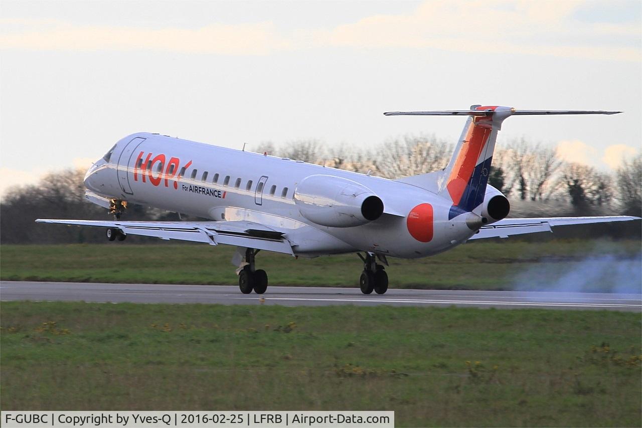 F-GUBC, 2002 Embraer ERJ-145LR (EMB-145LR) C/N 145556, Embraer EMB-145MP, Landing rwy 25L, Brest-Bretagne Airport (LFRB-BES)