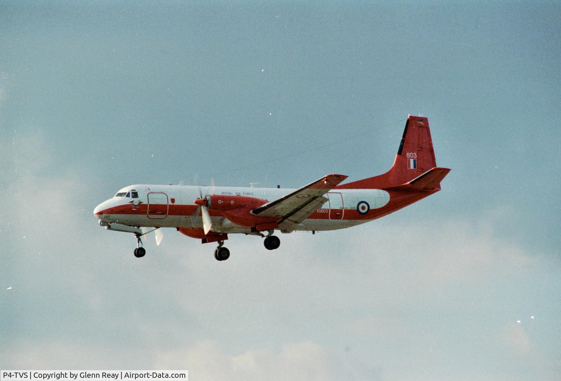 P4-TVS, 1966 Hawker Siddeley HS-780 Andover E.3 C/N Set 10, As XS 603 RAF 1980's here at RAF Conningsby for Runway/Radar Calibration's.