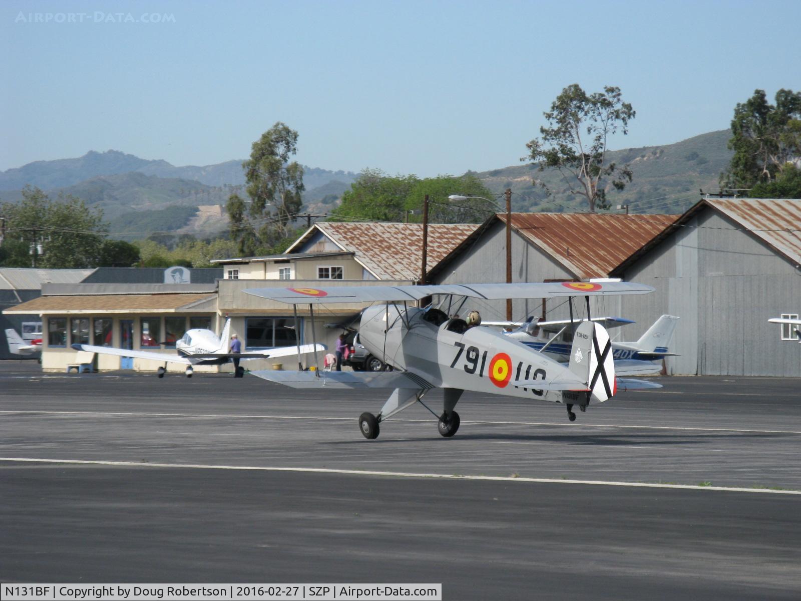 N131BF, 1963 CASA 1-131 Jungmann C/N E3B-629, 1963 C.A.S.A. 1-131 BUCKER JUNGMANN, E.N.M.A. GIV Series, takeoff roll Rwy 22, tail already up
