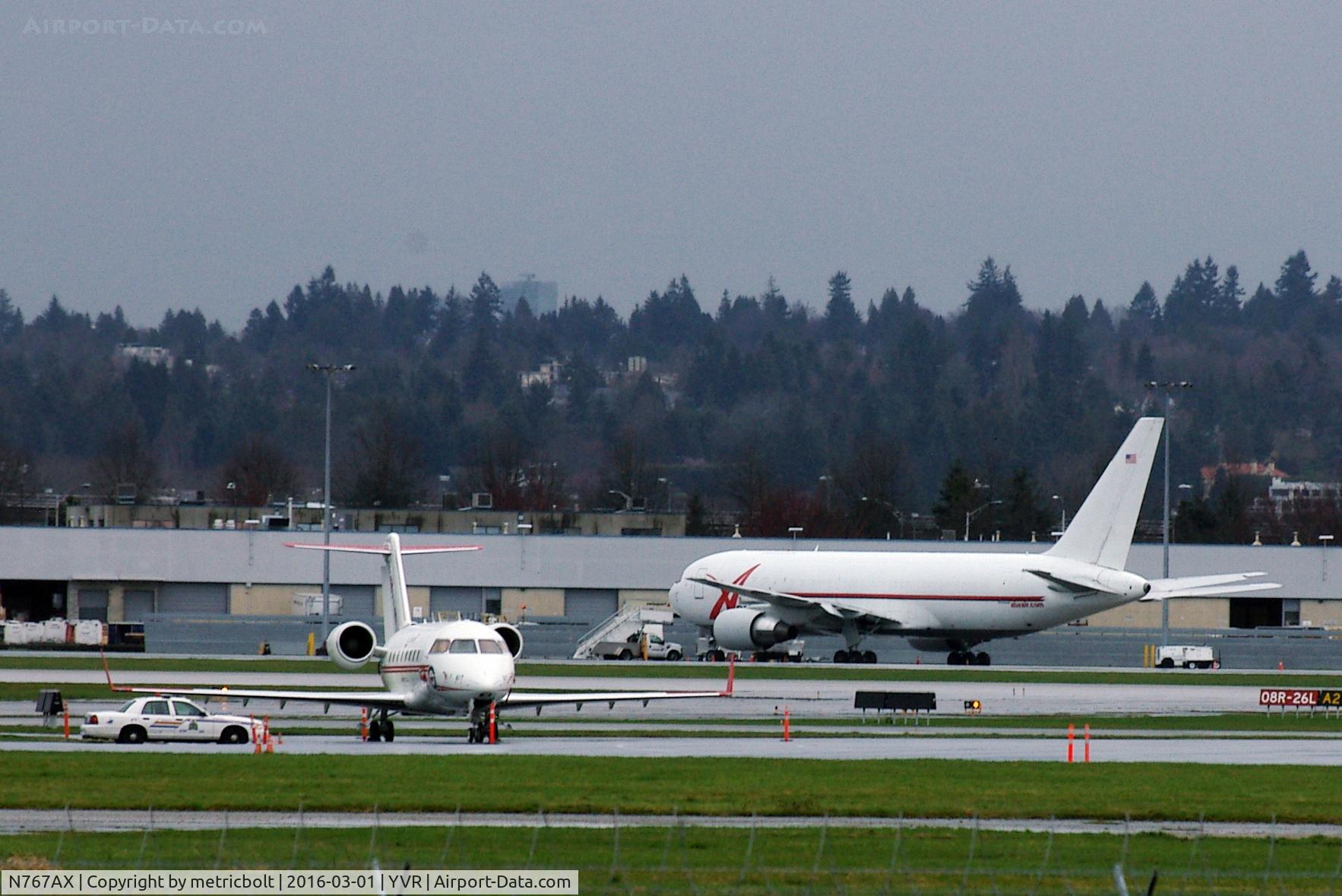 N767AX, 1983 Boeing 767-281(BDSF) C/N 22785, With Canadian Forces 144617 Challenger which brought Canadian PM Trudeau to Vancouver.