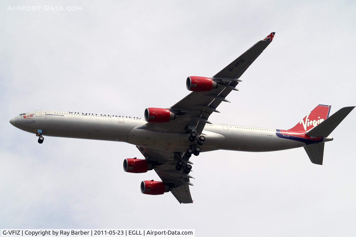G-VFIZ, 2006 Airbus A340-642 C/N 764, Airbus A340-642 [764] (Virgin Atlantic) Home~G 23/05/2011. On approach 27R.