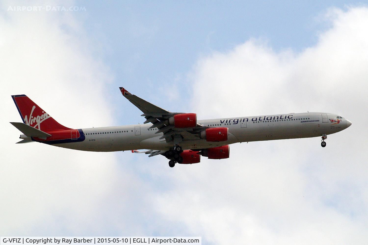 G-VFIZ, 2006 Airbus A340-642 C/N 764, Airbus A340-642 [764] (Virgin Atlantic) Home~G 10/05/2015. On approach 27L.