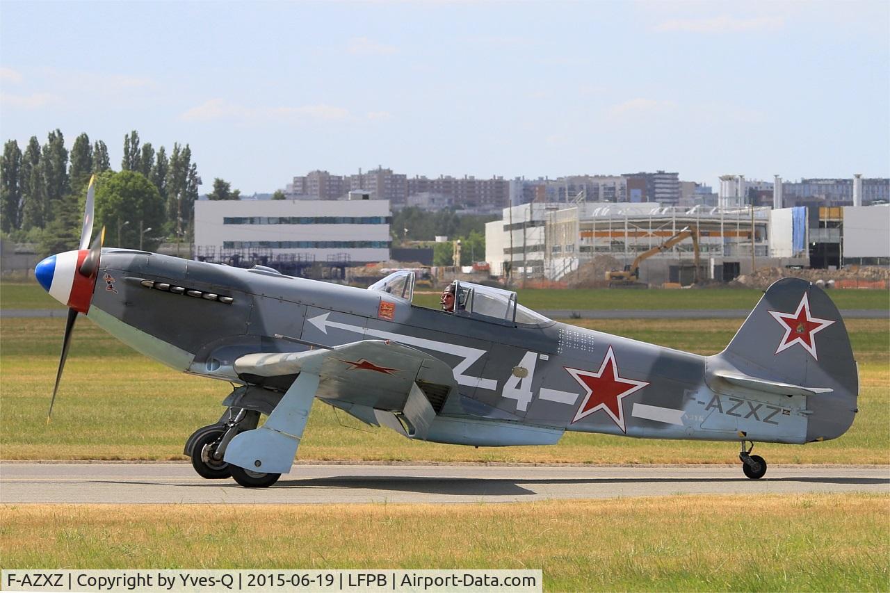 F-AZXZ, 1944 Yakovlev Yak-3UA Replica C/N Y337, Yakovlev Yak-3UA Replica, Taxiing to parking area, Paris-Le Bourget (LFPB-LBG) Air show 2015