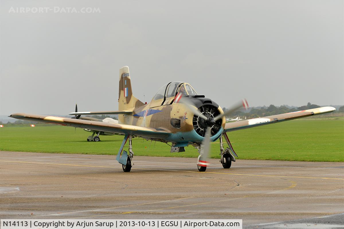 N14113, 1951 North American T-28A Fennec C/N 81-1, Taxiing out to display at the Duxford Autumn Airshow 2013.