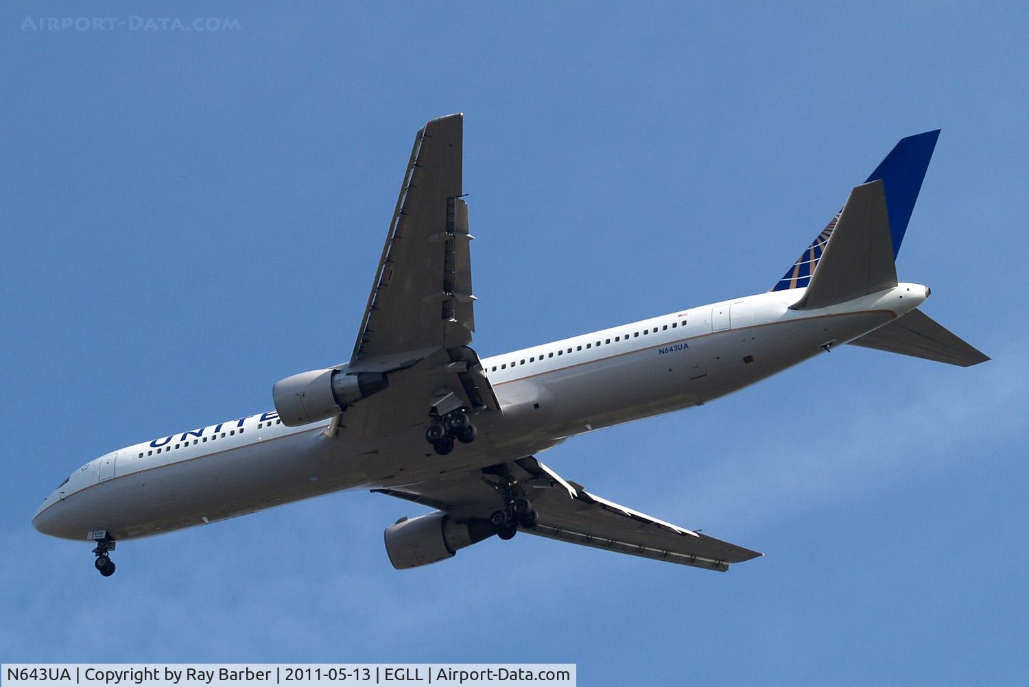 N643UA, 1991 Boeing 767-322/ER C/N 25093, Boeing 767-322ER [25093] (United Airlines) Home~G 13/05/2011. On approach 27R.