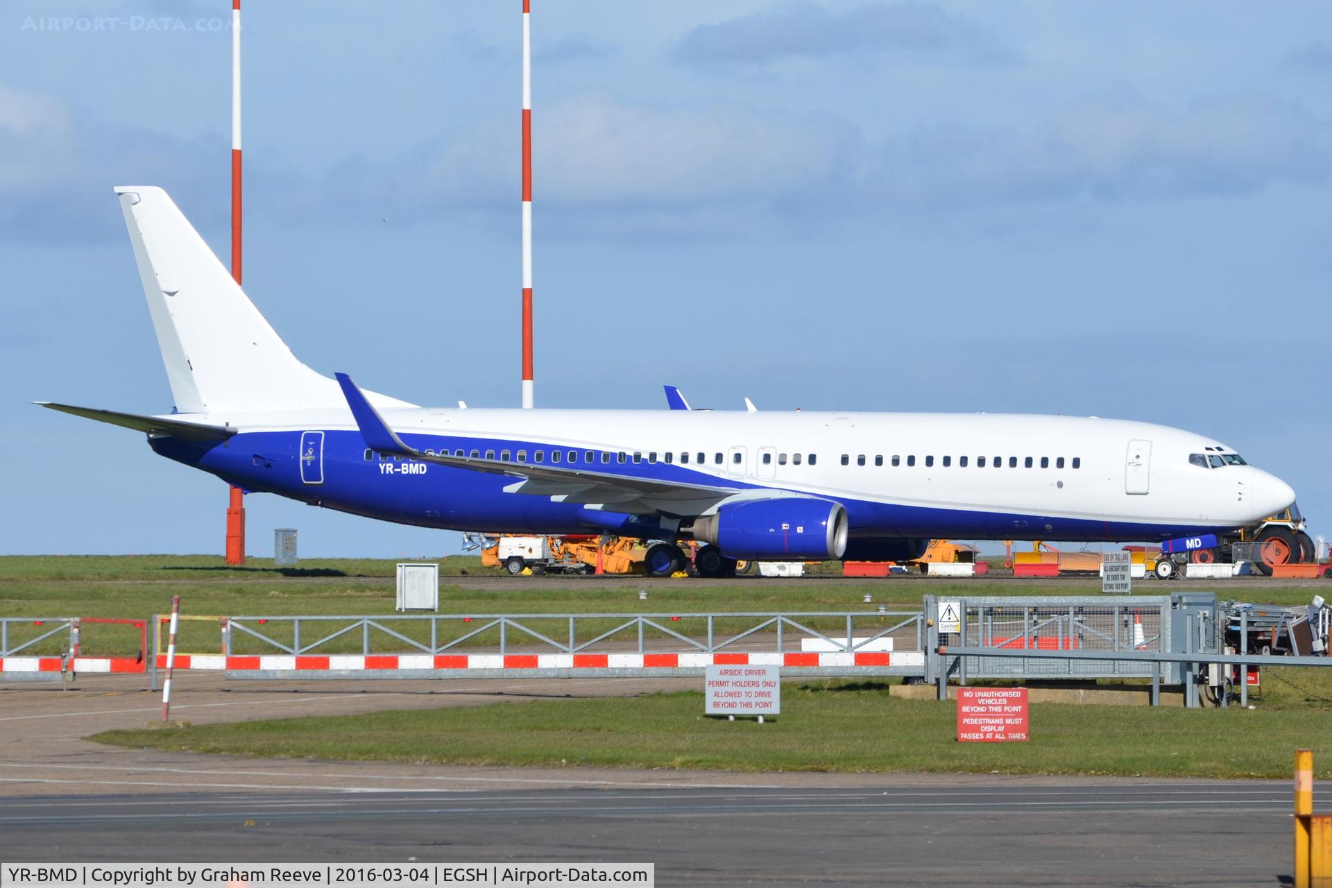 YR-BMD, 1999 Boeing 737-85F C/N 28826, Parked at Norwich.