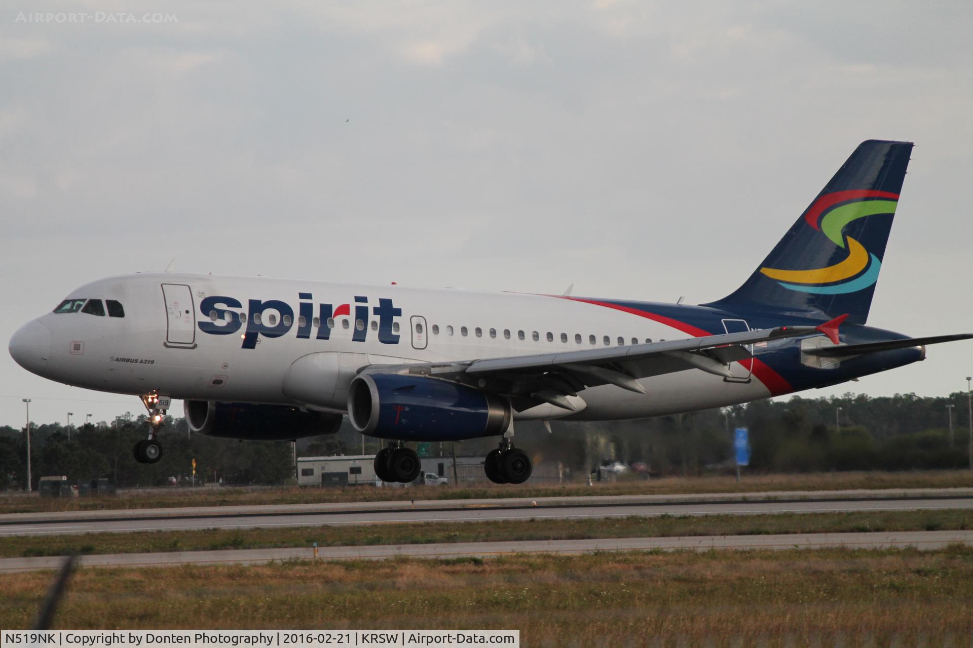 N519NK, 2006 Airbus A319-132 C/N 2723, Spririt Flight 683 (N519NK) arrives at Southwest Florida International Airport following flight from Detroit Metro-Wayne County Airport