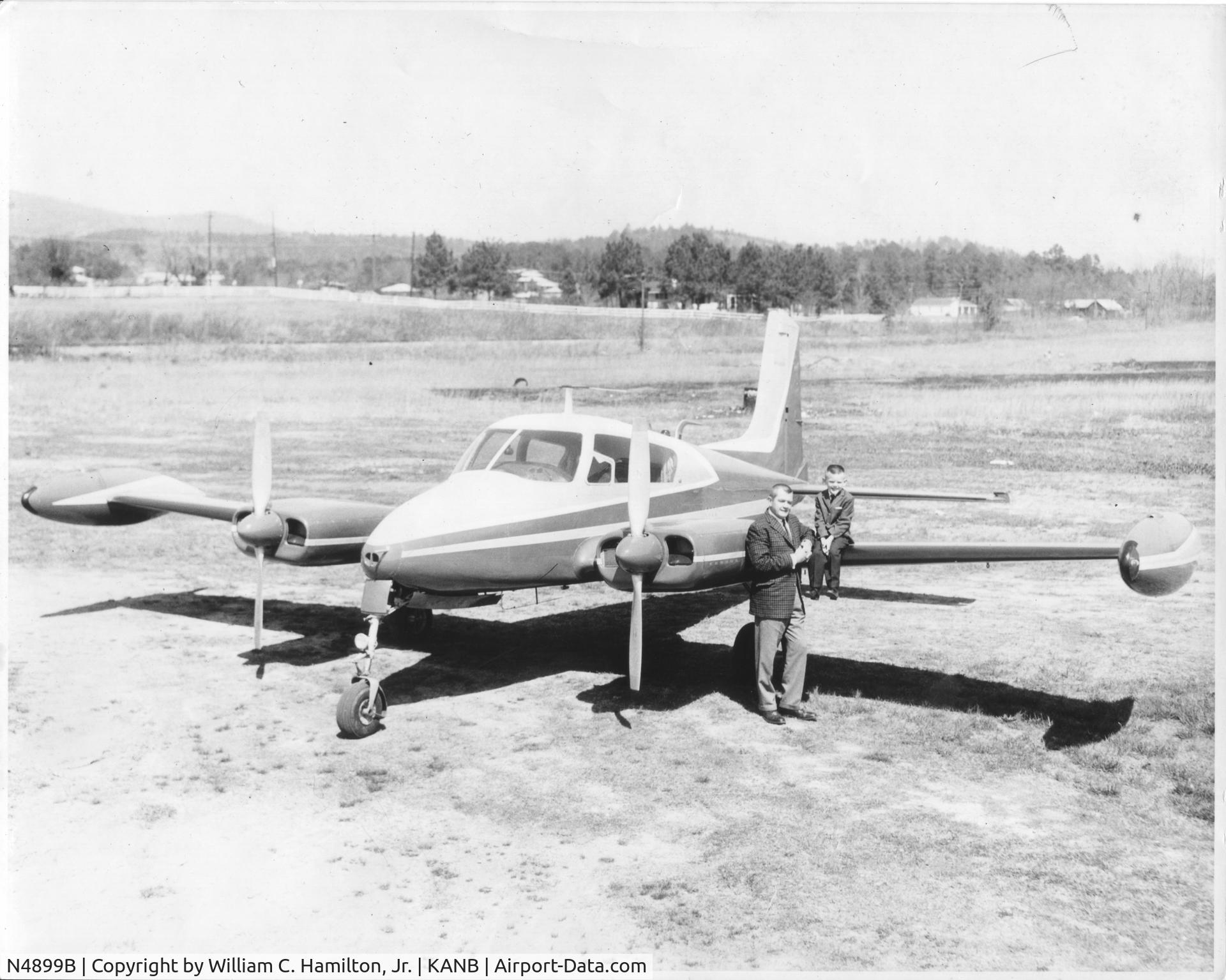 N4899B, 1955 Cessna 310 C/N 35199, Photo is circa 1960..ish at Anniston Metropolitan Airport (KANB).  The little fellow on the wing is me at age 4..ish with my father standing.