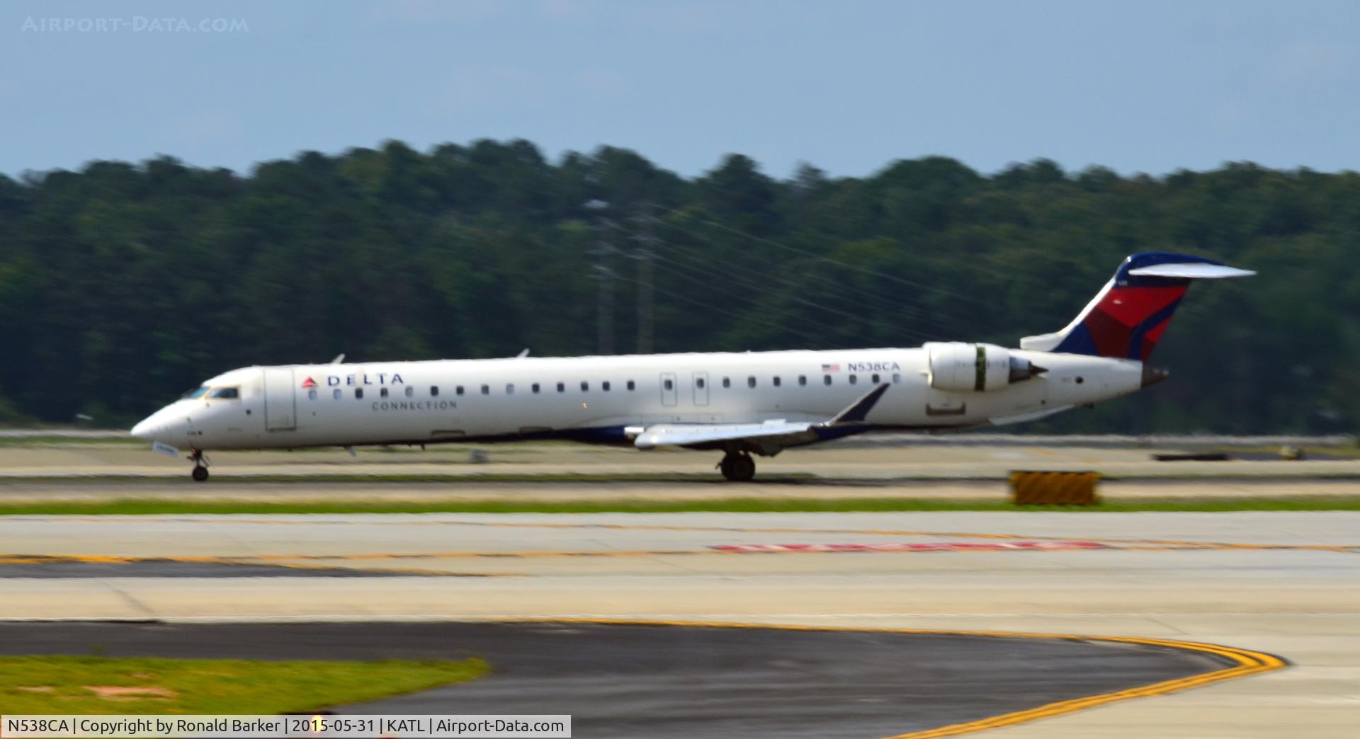 N538CA, 2008 Bombardier CRJ-900ER (CL-600-2D24) C/N 15157, Landing Atlanta