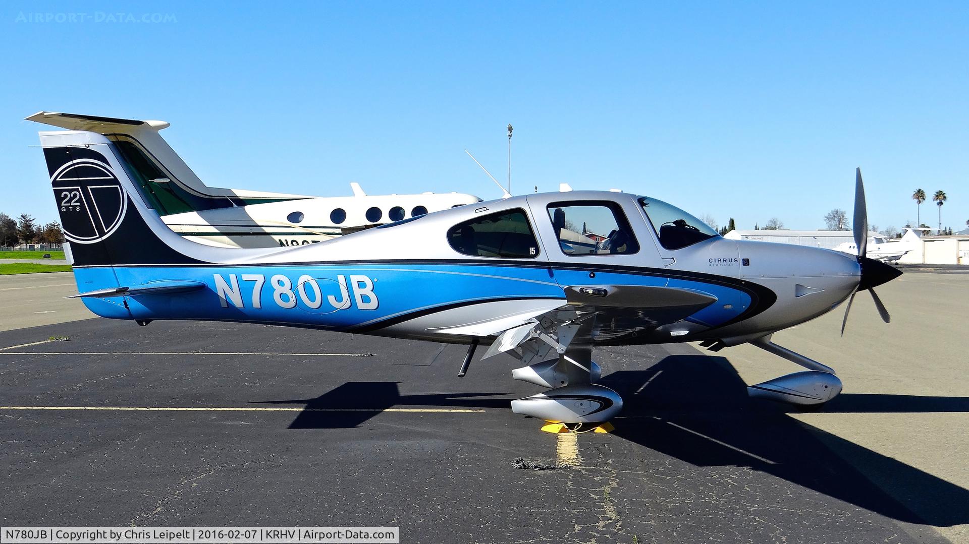 N780JB, 2013 Cirrus SR22T Turbo C/N 495, Mermerus LLC (Beverly Hills, CA) 2013 Cirrus SR22T Turbo parked on the transient ramp next to a King Air F90 at Reid Hillview Airport, San Jose, CA.