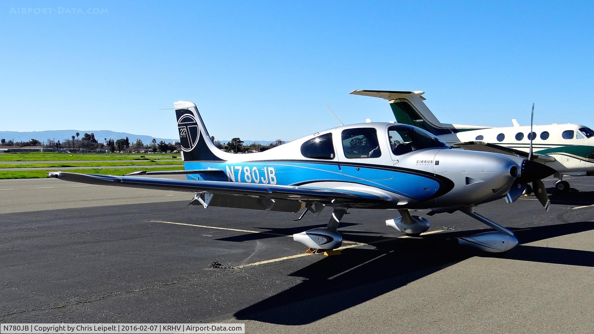 N780JB, 2013 Cirrus SR22T Turbo C/N 495, Mermerus LLC (Beverly Hills, CA) 2013 Cirrus SR22T Turbo parked on the transient ramp next to a King Air F90 at Reid Hillview Airport, San Jose, CA.